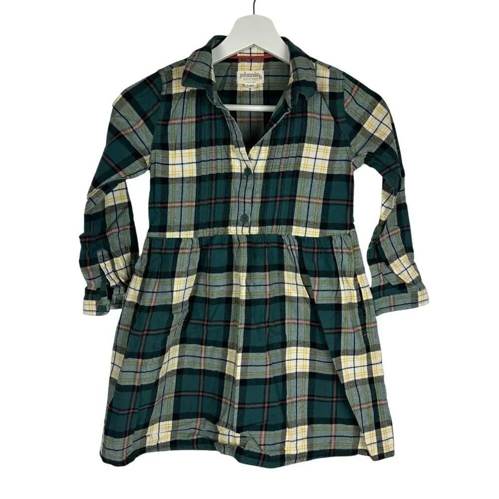Johnnie B Long Sleeve Plaid Shirt Dress 7-8 Year